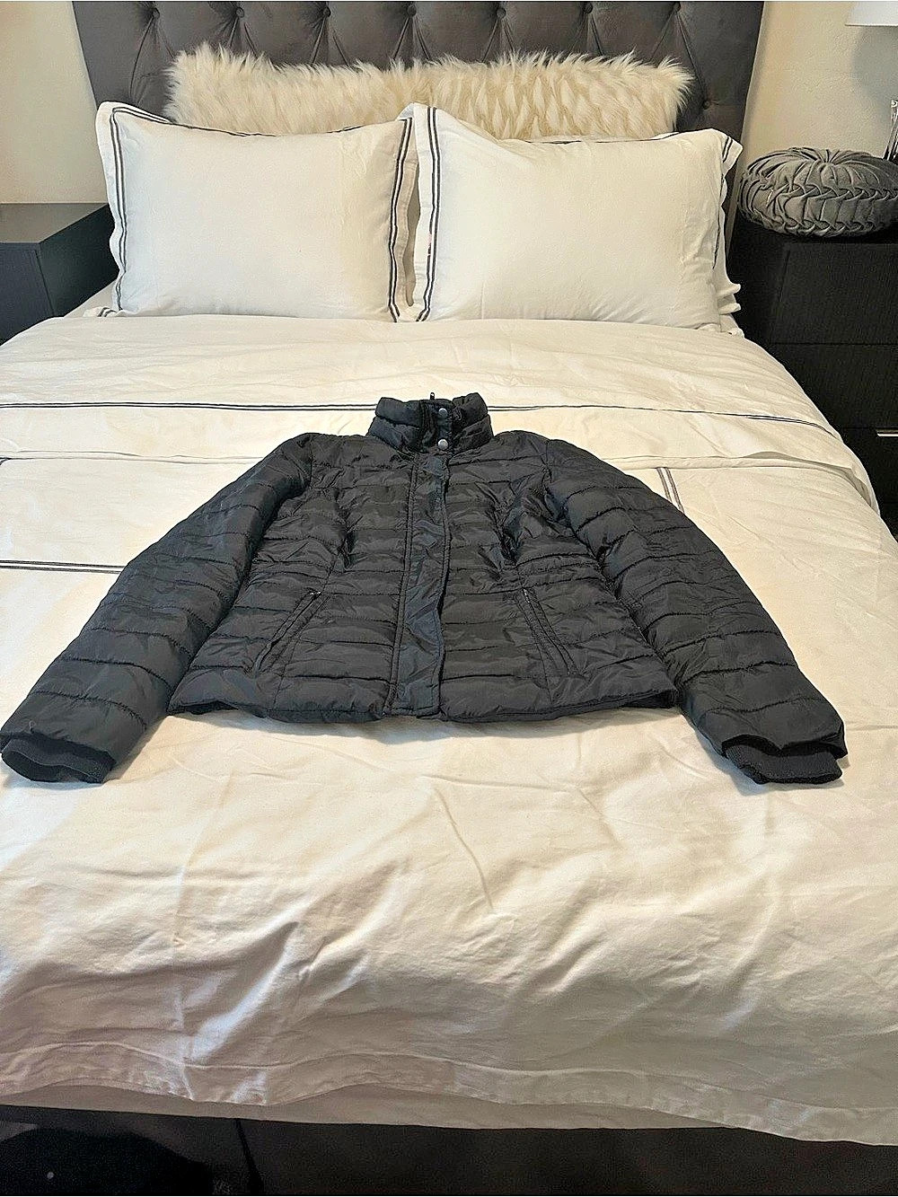 Colebrook Blue Polka Dot Puffer Jacket Like New